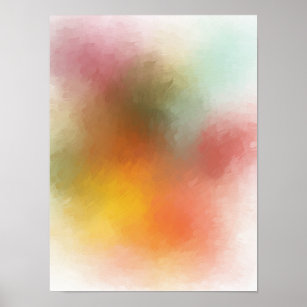 Modern Colorful Abstract Art Red Yellow Trendy Poster