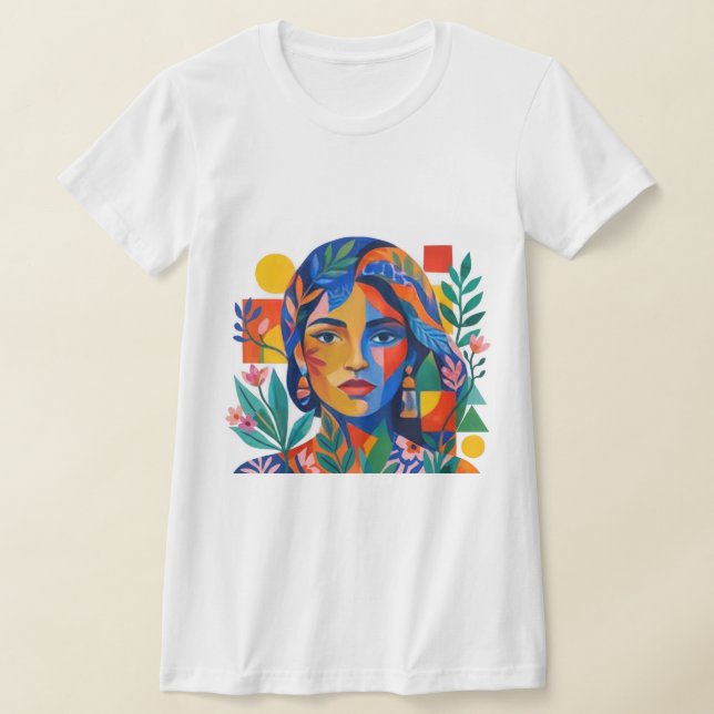 Modern Colorful Abstract Woman Portrait Art T-Shirt (Ablage )