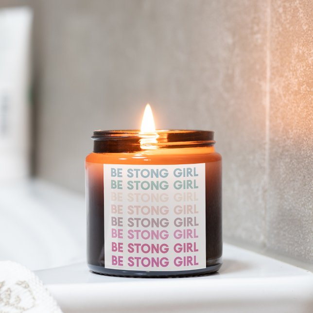 Modern Colorful Be Strong Girl Inspiration Phrase Quadratischer Aufkleber (Von Creator hochgeladen)