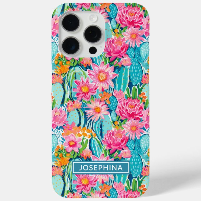 Modern Colorful Blooming Cacti Personalized Case-Mate iPhone Hülle (Rückseite)