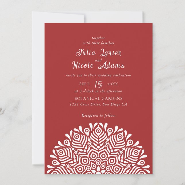 Modern Colorful Boho Ethnic Floral Mandala Wedding Einladung (Vorderseite)