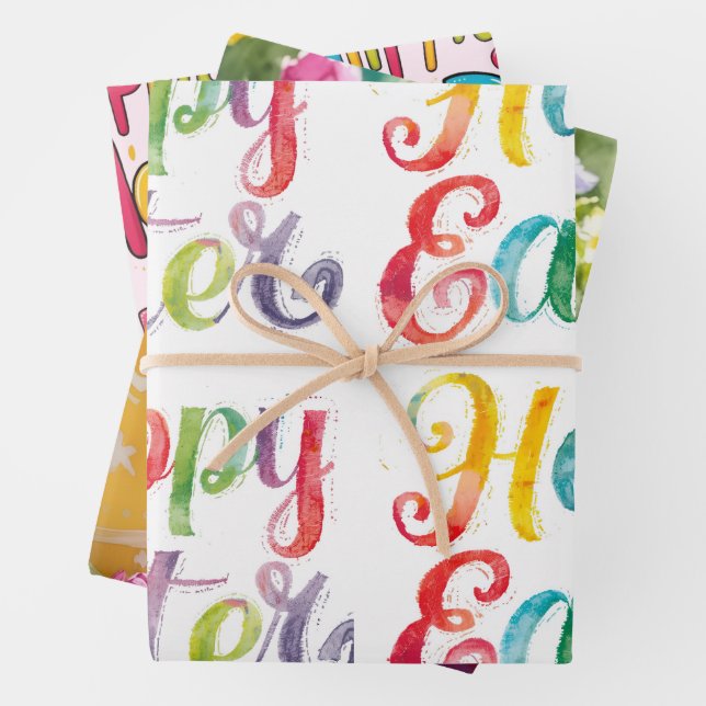 Modern Colorful Egg Pattern Easter Wrapping Paper Geschenkpapier Set (Beispiel)