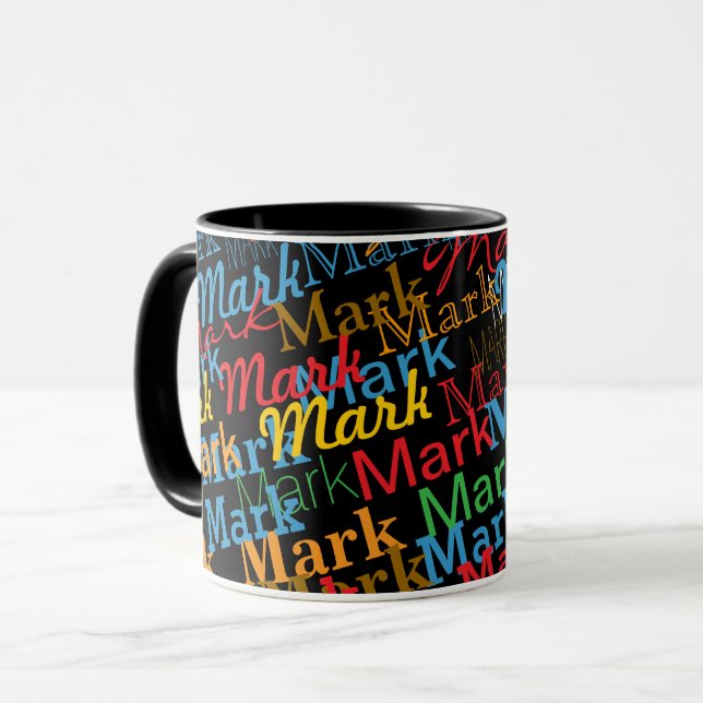 Modern Colorful First Name Typography Black Tasse (Vorderseite Links)