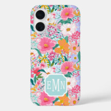Modern Colorful Floral Garden Monogrammed