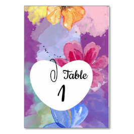 Modern Colorful Floral Table Card Wedding Tischnummer