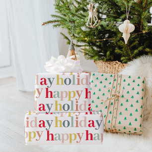 Modern Colorful Happy Holiday Geschenkpapier