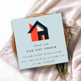 Modern Colorful House Thank You For Shopping Quadratische Visitenkarte