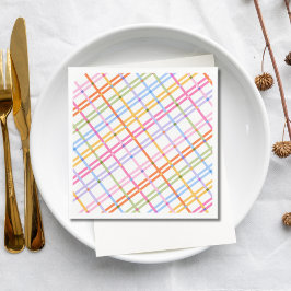 Modern Colorful Plaid Baby Shower Theme Serviette