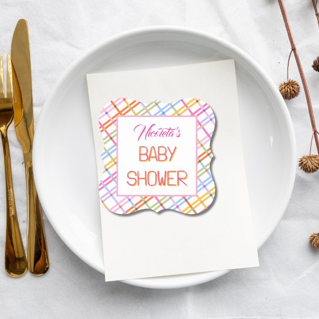 Modern Colorful Plaid Baby Shower Theme Untersetzer (Von Creator hochgeladen)