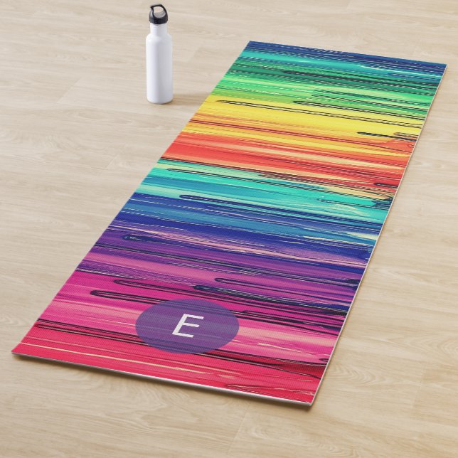 Modern Colorful Rainbow Monogram Yogamatte (Beispiel)