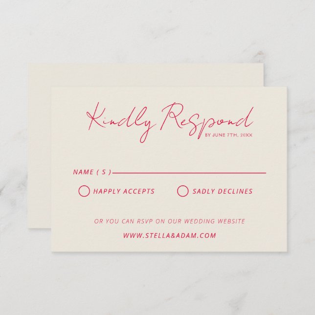 Modern Colorful Retro Fun Whimsical Wedding RSVP Karte (Vorne/Hinten)