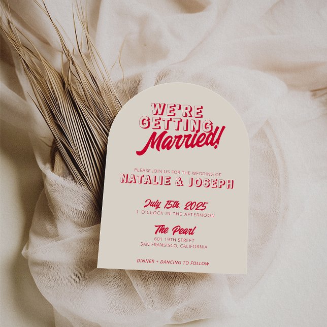 Modern Colorful Retro Funky Unique Arched Wedding Einladung (Von Creator hochgeladen)