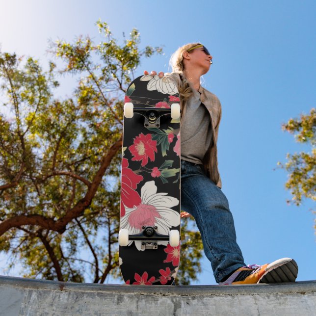 Modern Colorful Sakura Flower Japan Birthday party Skateboard (Außen 1)