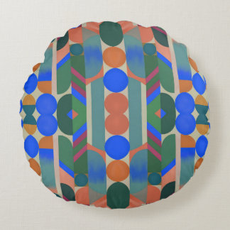 Modern Colorful Shapes Rundes Kissen