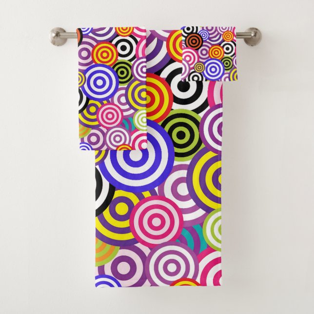 Modern Colorful Stylish Concentric Circles Badhandtuch Set (Insitu)