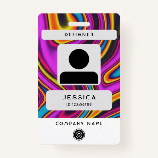 Modern colorful wavy and fluid ink Photo ID badge Ausweis