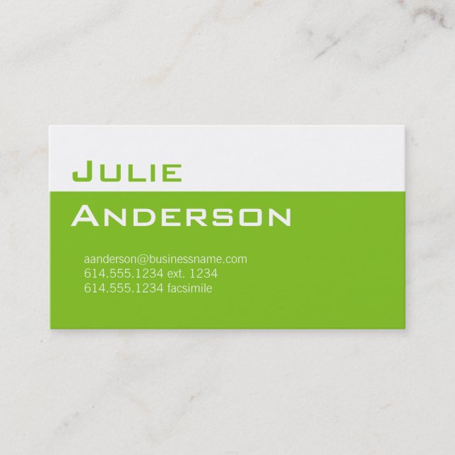 Modern Colors Lime Green & White Business Card 1 Visitenkarte (Vorderseite)