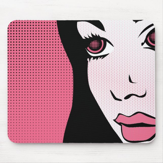 Modern Comic Book Pop Art of Woman's Face Mousepad (Vorne)
