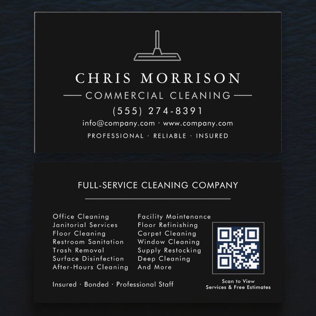 Modern Commercial Cleaning QR Code Visitenkarte (Von Creator hochgeladen)