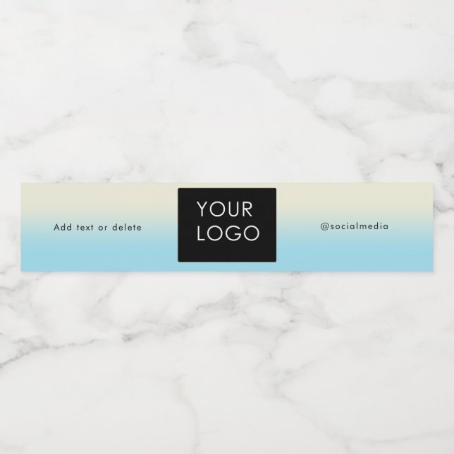 Modern Company Business Logo Social Media Ombre Wasserflaschenetikett (Einzelnes Label)