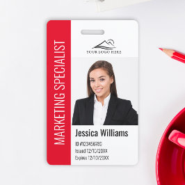 Modern Company Employee Foto Logo Name Red ID Ausweis
