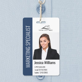 Modern Company Employee Photo Logo Name Blue ID Ausweis