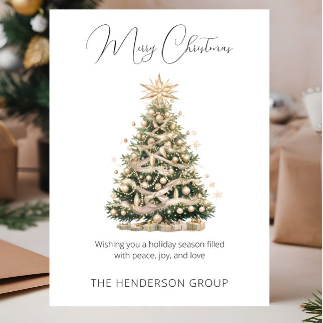 Modern Company Logo QR Code Merry Christmas Tree Feiertagskarte (Von Creator hochgeladen)