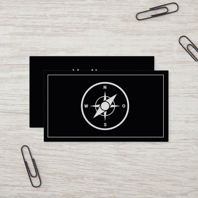 Modern Compass Gold Nautical Business Card Visitenkarte (Vorderseite/Rückseite Beispiel)
