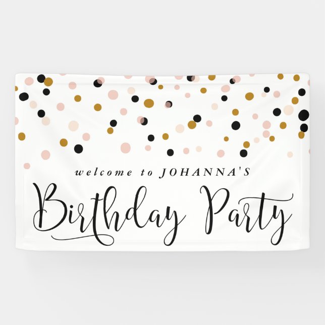 Modern Confetti Dots Geburtstagsparty-Banner Banner (Horizontal)
