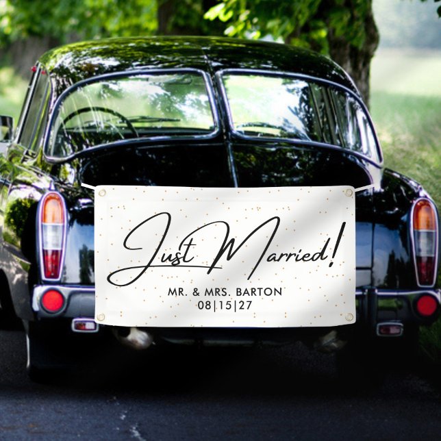 Modern Confetti Just Married Car Banner (Von Creator hochgeladen)