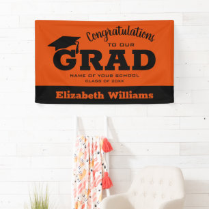 Modern Congratulation Grad Black zu Orange Banner