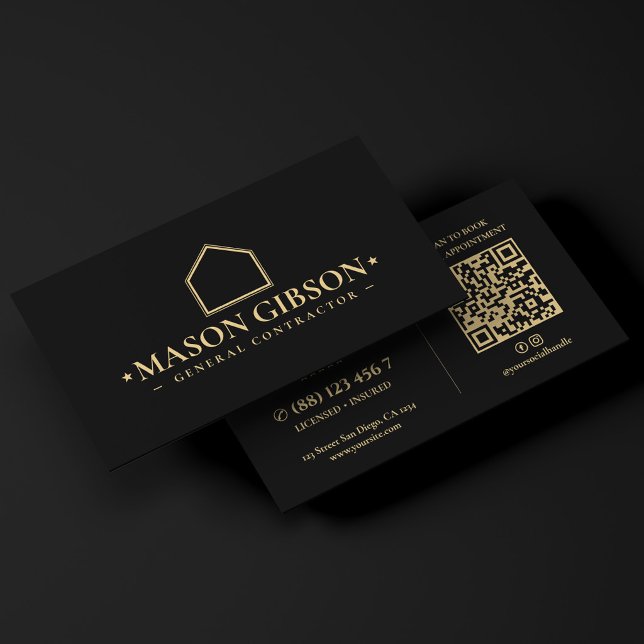 Modern Construction General Contracting Logo Schwa Visitenkarte (Modern Construction General Contracting Logo Black Business Card
)
