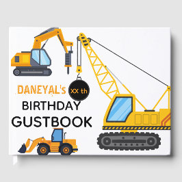 Modern Construction Simple Kid's Birthday Gästebuch