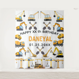 Modern Construction Simple Kid's Birthday Wandteppich