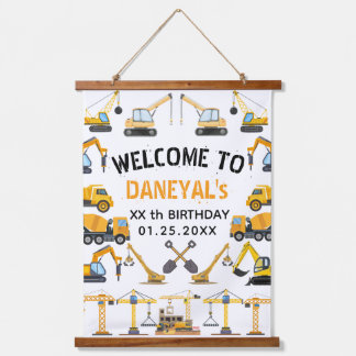 Modern Construction Simple Kid's Birthday Wandteppich Mit Holzrahmen