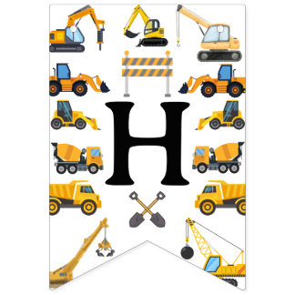 Modern Construction Simple Kid's Birthday Wimpelkette