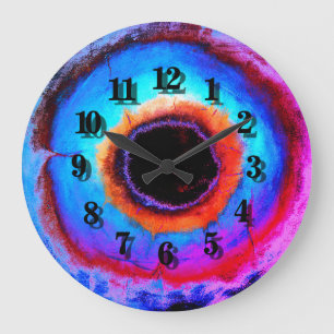 Modern Contemporary Abstract Aqua Blue Black Hole Große Wanduhr