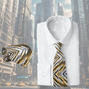 Modern, cool, chic, silber-gold gestreiftes Muster Krawatte