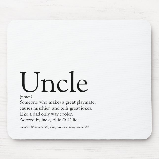 Modern Cool Fun Best Ever Uncle Funcle Definition Mousepad (Vorne)