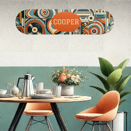 Modern Cool Geometric Forms Quirky Psychedelic Art Skateboard
