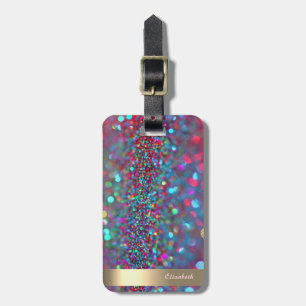 Modern Cool Glitter Gold Streifen - Personalisiert Gepäckanhänger