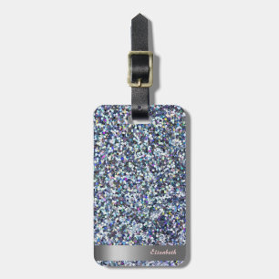 Modern Cool Glitter Silberstreifen - Personalisier Gepäckanhänger