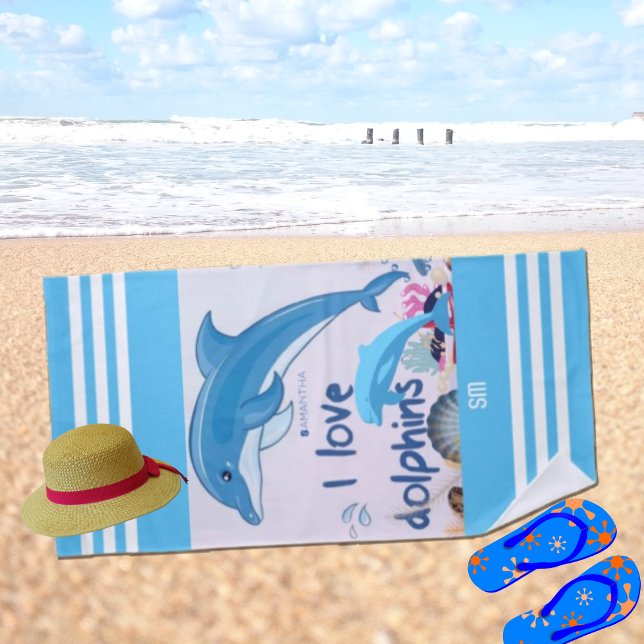Modern & Cool I Love Delphine Zitate Name Strandtuch (Von Creator hochgeladen)