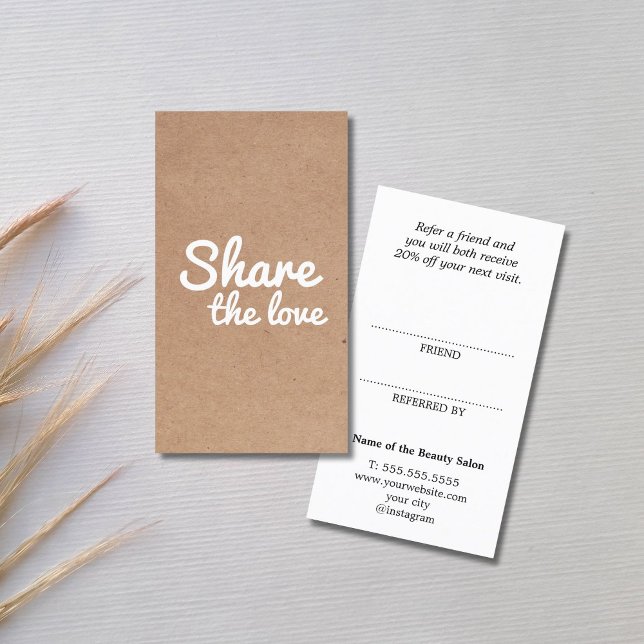 Modern Cool Printed Kraft Bold Salon Empfehlungskarte (Von Creator hochgeladen)