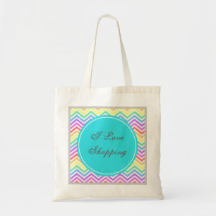 Modern, cool, trendy Regenbogen-Chevron-Monogramm Tragetasche