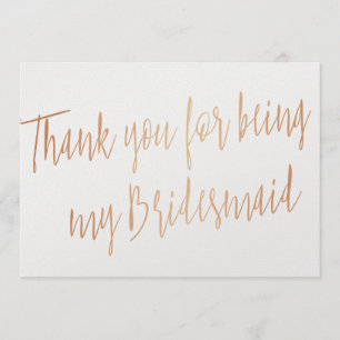 Modern Copper "Danke, dass du meine Brautjungfrau  Dankeskarte