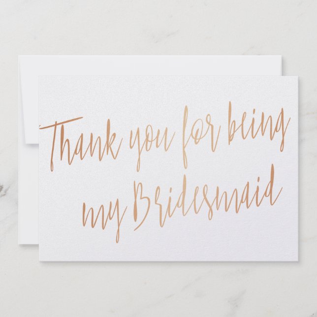Modern Copper "Danke, dass du meine Brautjungfrau  Dankeskarte (Vorderseite)