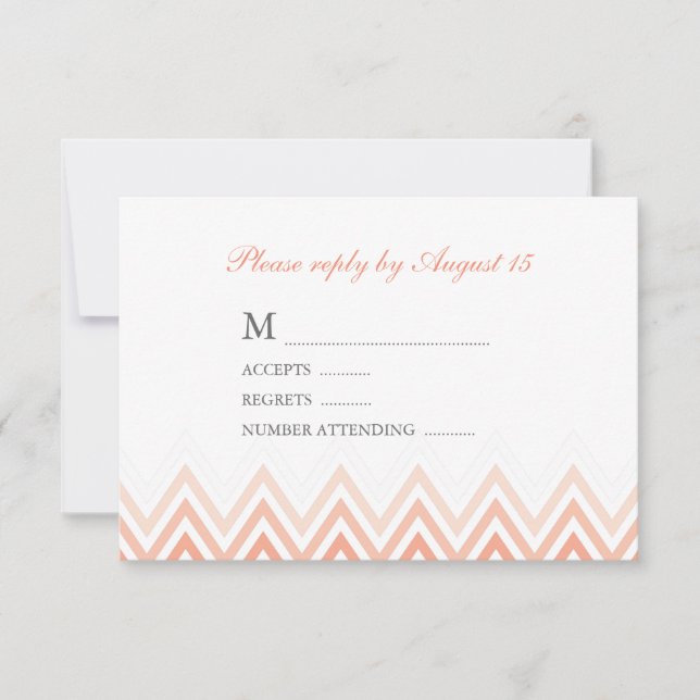 Modern Coral Ombre Chevrons Response Cards RSVP Karte (Vorderseite)