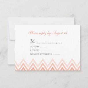 Modern Coral Ombre Chevrons Response Cards RSVP Karte