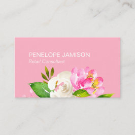 Modern Coral Pink Floral Telefonnummerkarte